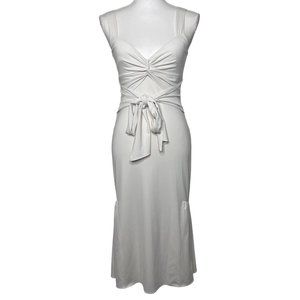 Vera Wang Sleeveless Belted Midi Wedding Dress with Ruffles White Size 2